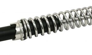 Standard Length  17.80" Non-Compressed / 12.00" Compressed. Front Link Pin, Rear All  Black/Chrome, Boxed, Pair.