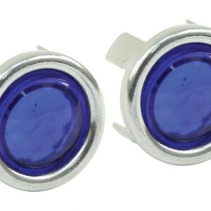 Blue Dot with Chrome Ring, Pair