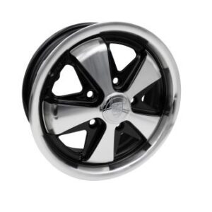 911 Alloy, Gloss Black with Polished Lip & Spokes, 15x5 1/2, 5x130 Bolt Pattern, 4 15/16" BS