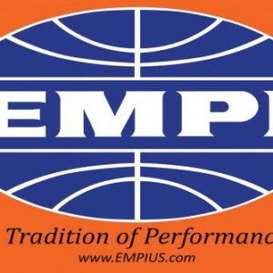 EMPI Banner 36" x 24", Each Orange Vinyl with eyelets, Printed Blue & White Oval