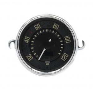 115mm 0-120 KMH Black Dial and Chrome Bezel Speedometer for Type 1
