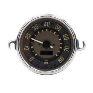 115mm 0-80MPH Brown Dial and Chrome Bezel Speedometer for Type 2