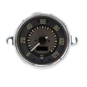 115mm 0-120KMH Brown Dial and Chrome Bezel Speedometer for Type 2